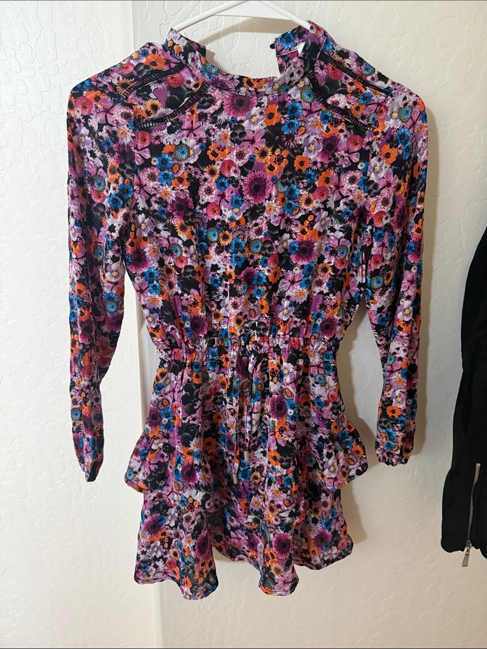 Women's Floral Long-Sleeve Peplum Tunic in Multicolor